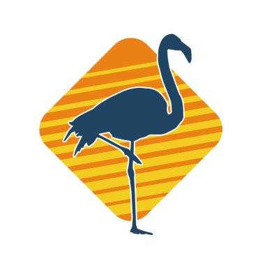 Flamingo kuşunun silueti zarif bir pozda..