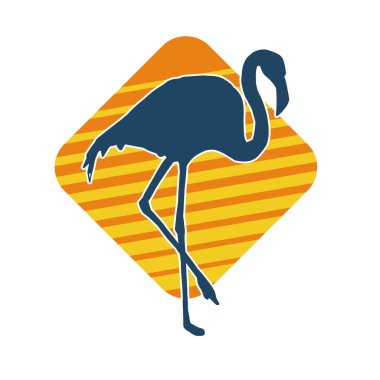 Flamingo kuşunun silueti zarif bir pozda..