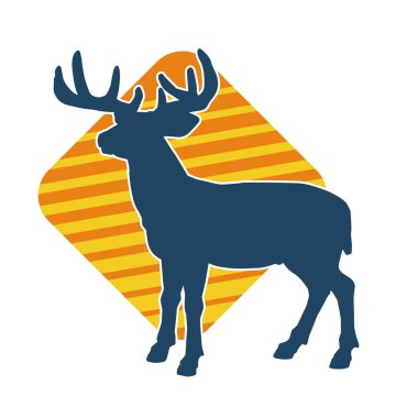 Geyik silueti boynuzlu vahşi orman hayvanı..