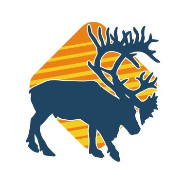 Geyik boynuzlu bir hayvanın silüeti.