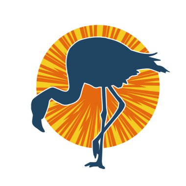 Flamingo kuşunun silueti zarif bir pozda..