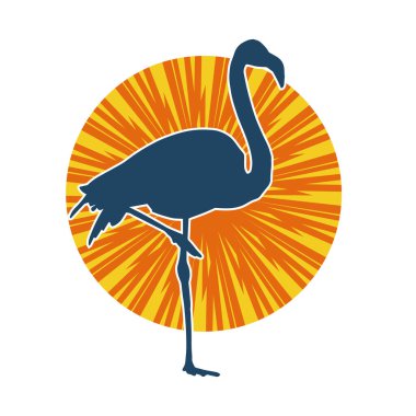 Flamingo kuşunun silueti zarif bir pozda..