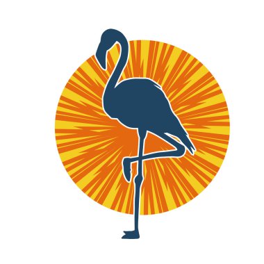 Flamingo kuşunun silueti zarif bir pozda..