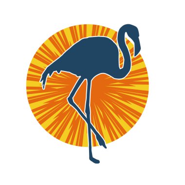 Flamingo kuşunun silueti zarif bir pozda..
