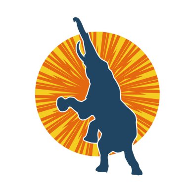 Büyük bir fil hayvanının silueti. Vahşi bir fil hayvanının silueti..