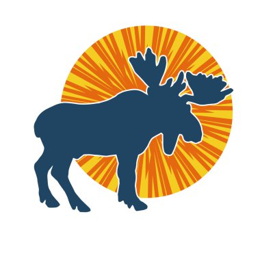 Geyik boynuzlu bir hayvanın silüeti.