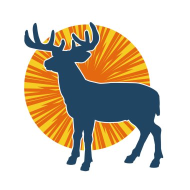 Geyik silueti boynuzlu vahşi orman hayvanı..