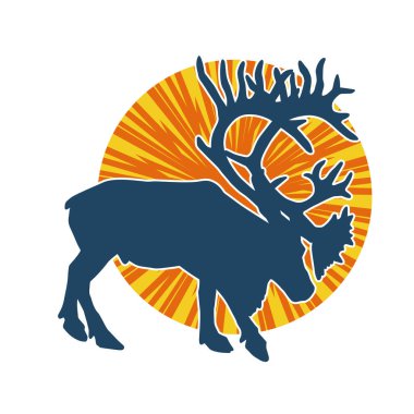 Geyik boynuzlu bir hayvanın silüeti.