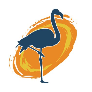 Flamingo kuşunun silueti zarif bir pozda..