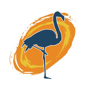 Flamingo kuşunun silueti zarif bir pozda..