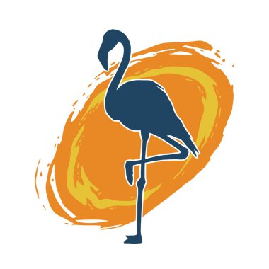 Flamingo kuşunun silueti zarif bir pozda..