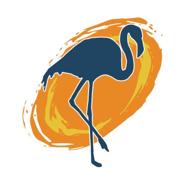 Flamingo kuşunun silueti zarif bir pozda..