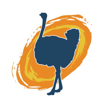 Devekuşu kuşunun silueti.