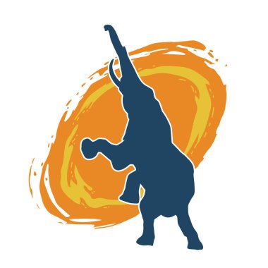 Büyük bir fil hayvanının silueti. Vahşi bir fil hayvanının silueti..