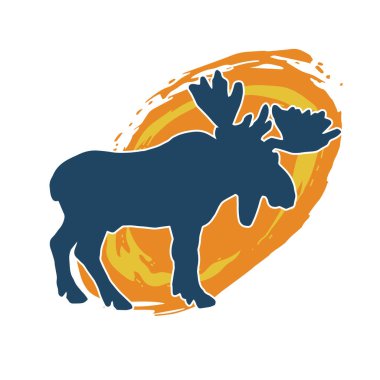 Geyik boynuzlu bir hayvanın silüeti.