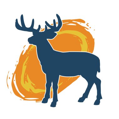 Geyik silueti boynuzlu vahşi orman hayvanı..