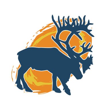 Geyik boynuzlu bir hayvanın silüeti.