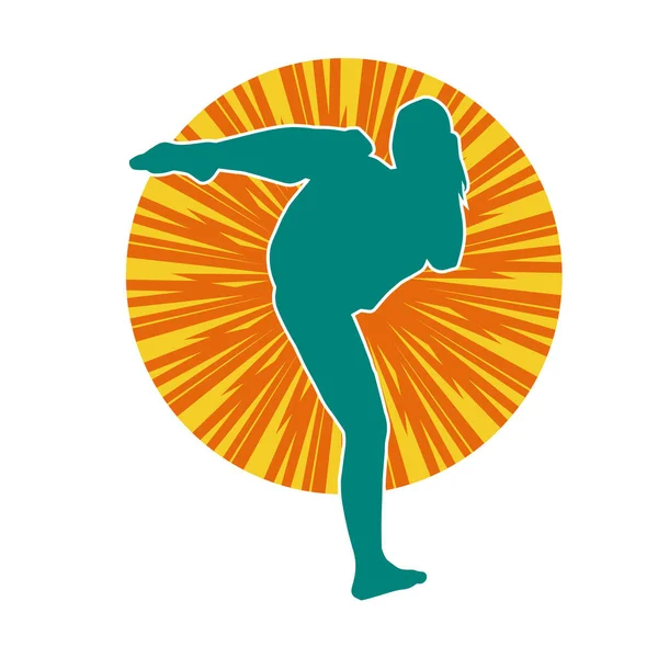 Silhouette Woman Doing Martial Art Kick Silhouette Sporty Female Doing ...