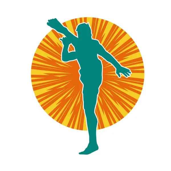 Dövüş sanatları tekmesi pozu veren bir erkek modelin silueti. Dövüş sanatlarının silueti..