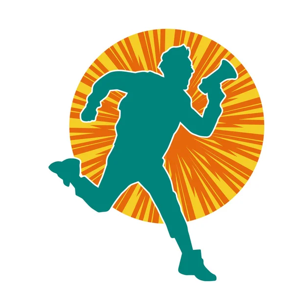 Megafon hoparlöründen bağıran bir adamın silueti. Bir spikerin silueti hoparlör aracıyla bağırır.