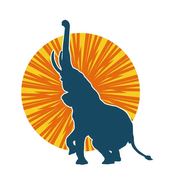 Büyük bir fil hayvanının silueti. Vahşi bir fil hayvanının silueti..