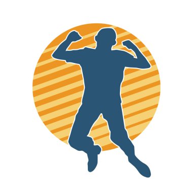 Zıplayan bir adamın silueti. Sıradan bir erkeğin silueti..