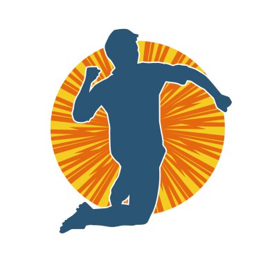 Zıplayan bir adamın silueti. Sıradan bir erkeğin silueti..