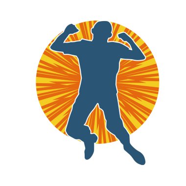 Zıplayan bir adamın silueti. Sıradan bir erkeğin silueti..