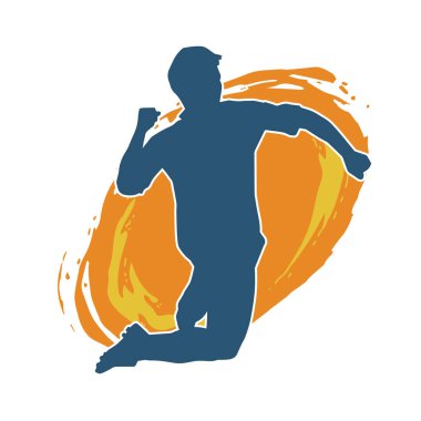 Zıplayan bir adamın silueti. Sıradan bir erkeğin silueti..