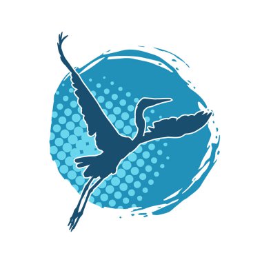 Beyaz arka planda izole edilmiş zarif pozdaki vinç kuşunun silueti.