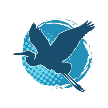 Beyaz arka planda izole edilmiş zarif pozdaki vinç kuşunun silueti.