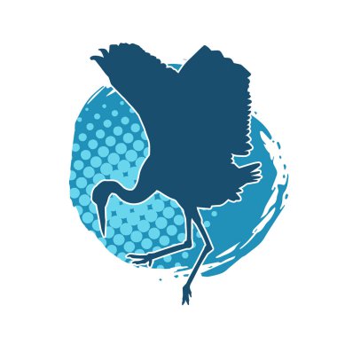 Beyaz arka planda izole edilmiş zarif pozdaki vinç kuşunun silueti.