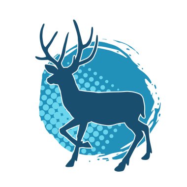 Geyik silueti boynuzlu vahşi orman hayvanı..