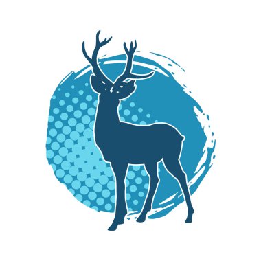 Geyik silueti boynuzlu vahşi orman hayvanı..