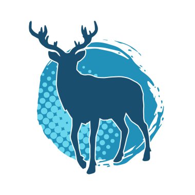 Geyik silueti boynuzlu vahşi orman hayvanı..