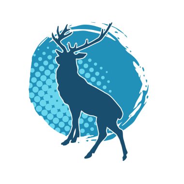 Geyik silueti boynuzlu vahşi orman hayvanı..