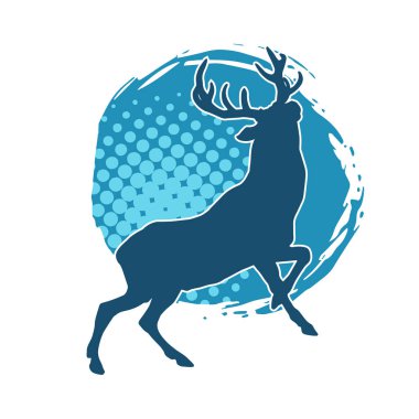 Geyik silueti boynuzlu vahşi orman hayvanı..