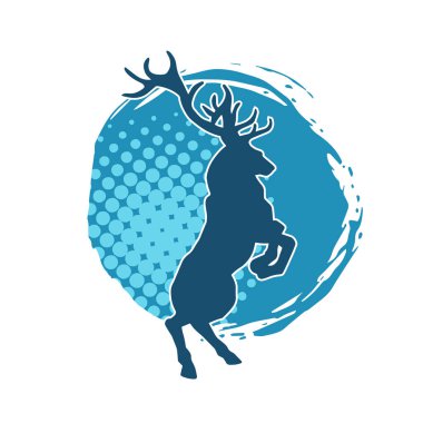 Geyik silueti boynuzlu vahşi orman hayvanı..