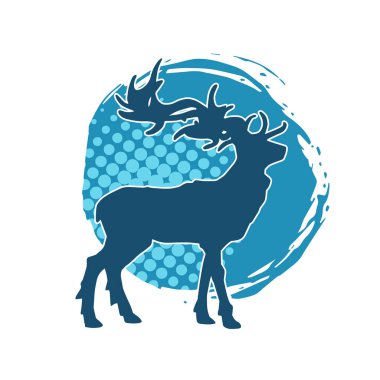 Geyik silueti boynuzlu vahşi orman hayvanı..