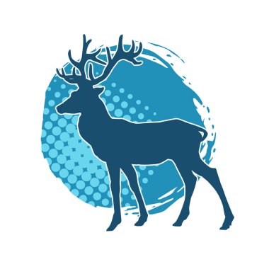 Geyik silueti boynuzlu vahşi orman hayvanı..