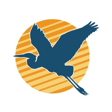 Beyaz arka planda izole edilmiş zarif pozdaki vinç kuşunun silueti.