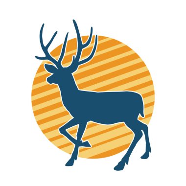 Geyik silueti boynuzlu vahşi orman hayvanı..