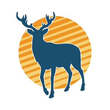 Geyik silueti boynuzlu vahşi orman hayvanı..