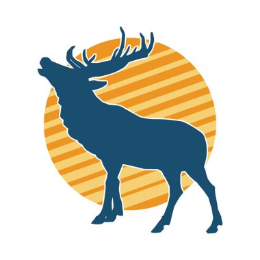 Geyik silueti boynuzlu vahşi orman hayvanı..