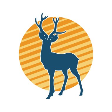 Geyik silueti boynuzlu vahşi orman hayvanı..