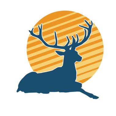 Geyik silueti boynuzlu vahşi orman hayvanı..