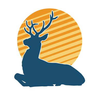 Geyik silueti boynuzlu vahşi orman hayvanı..