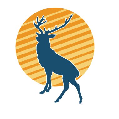 Geyik silueti boynuzlu vahşi orman hayvanı..