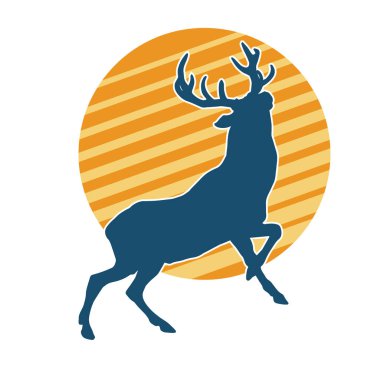 Geyik silueti boynuzlu vahşi orman hayvanı..