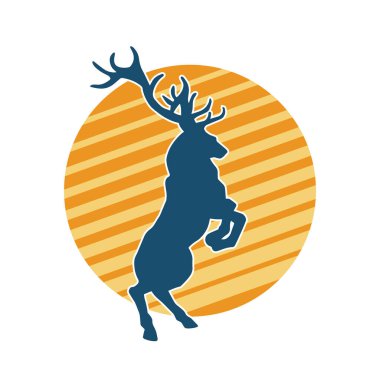 Geyik silueti boynuzlu vahşi orman hayvanı..